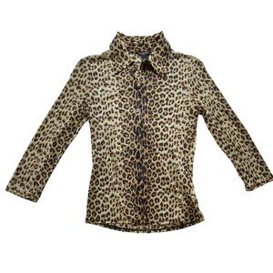 VTG Guess Leopard Print Y2K Mesh Top Size Medium Shirt Punk Rock Sexy‎ Retro Hot